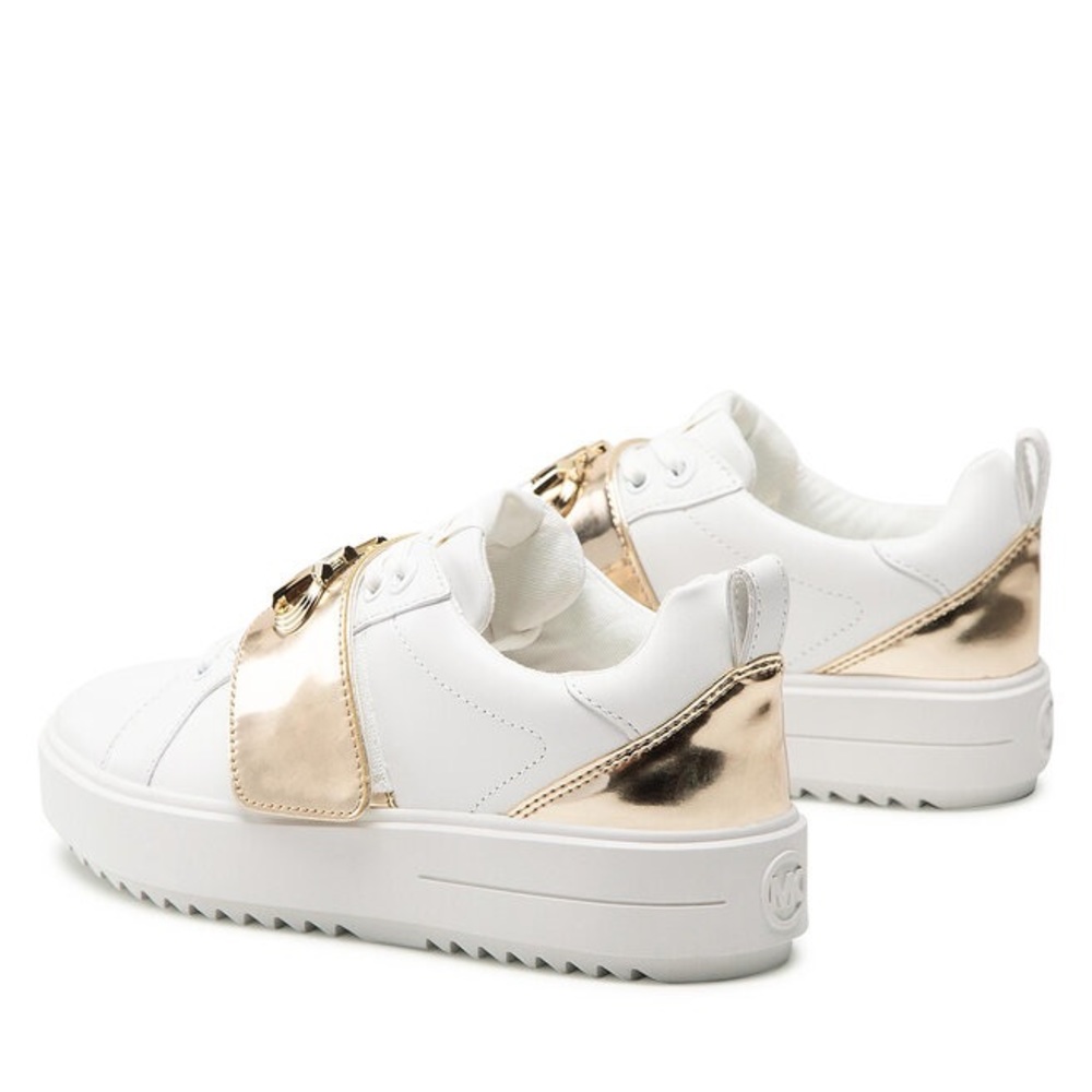MICHAEL MICHAEL KORS Emmett Gold Logo Embellished Leather Sneaker New w/out box
